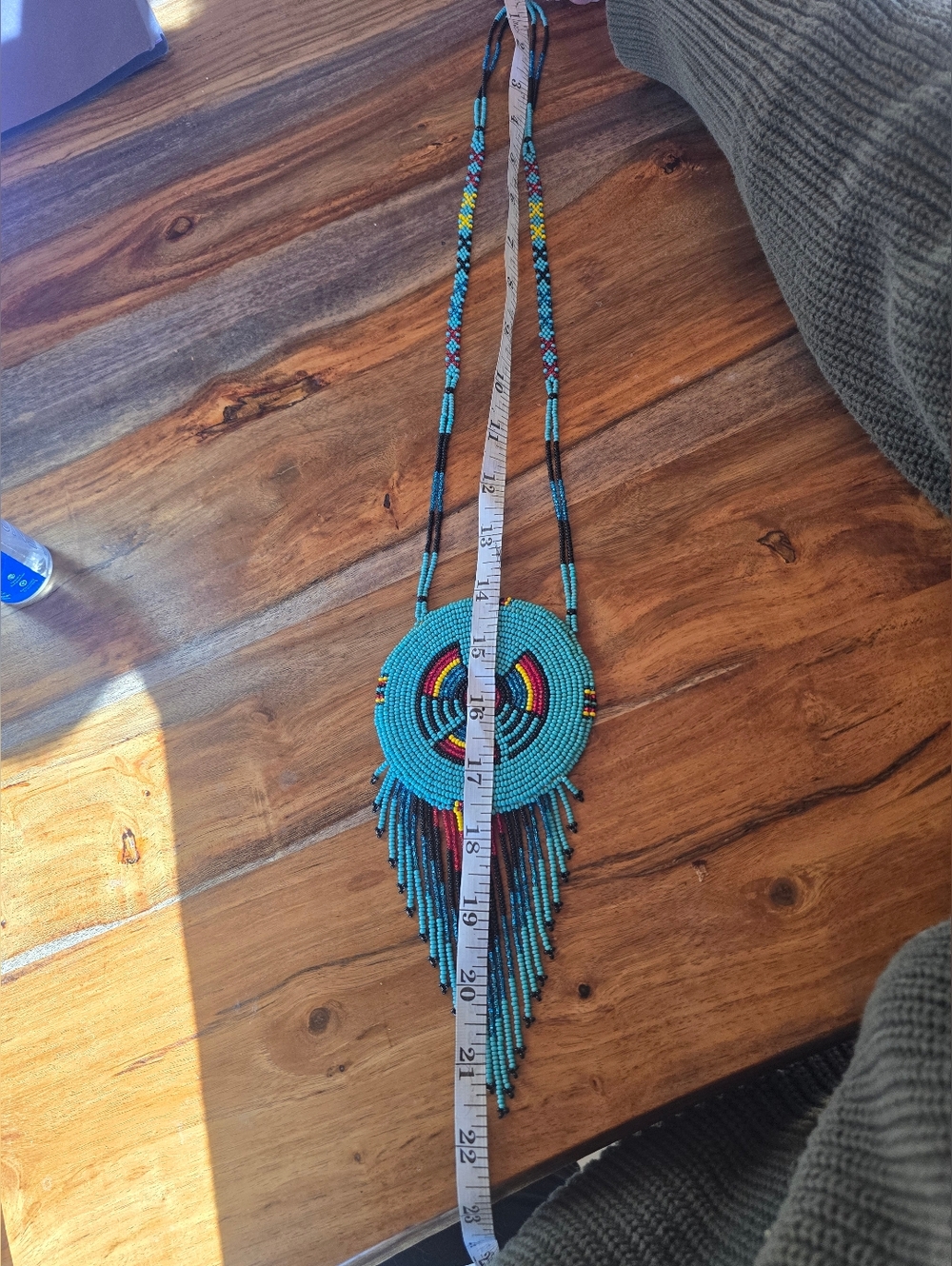 Large Modern Native-made Felt Back Beaded Thunderbird Necklace - Picture 2 of 7